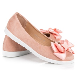 Comer Suede ballerinas with a bow pink 2