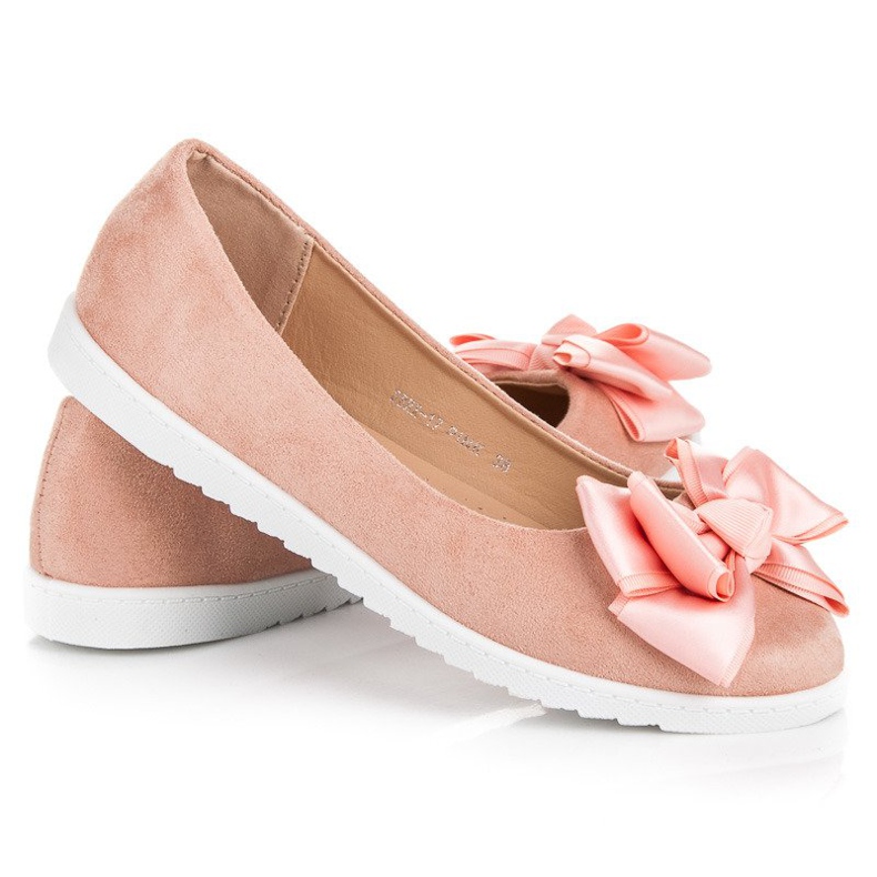 Comer Suede ballerinas with a bow pink 2