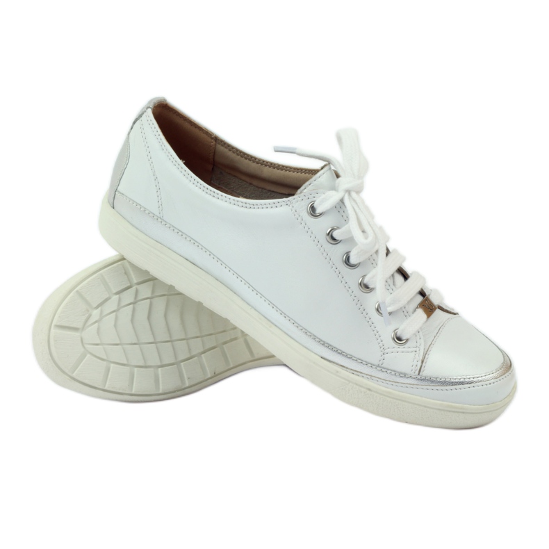 Women's sports sneakers Caprice 23654 leather white and silver grey 4