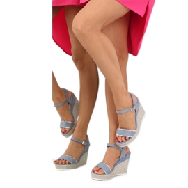 Sandals, espadrilles on wedges, blue 6823 Blue 1