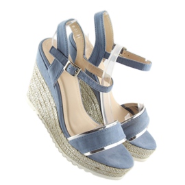 Sandals, espadrilles on wedges, blue 6823 Blue 2