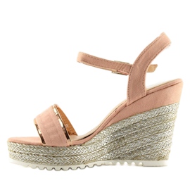 Sandals, espadrilles on pink wedges 6823 Pink 1
