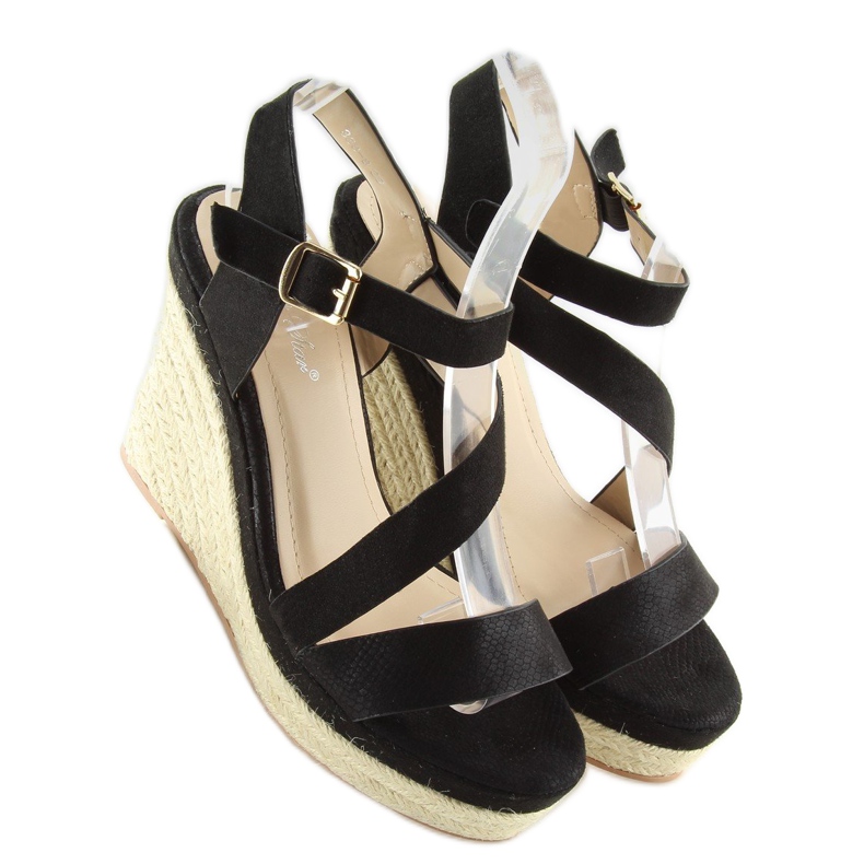 Black Espadrilles on wedges, black 333-8 Black 2