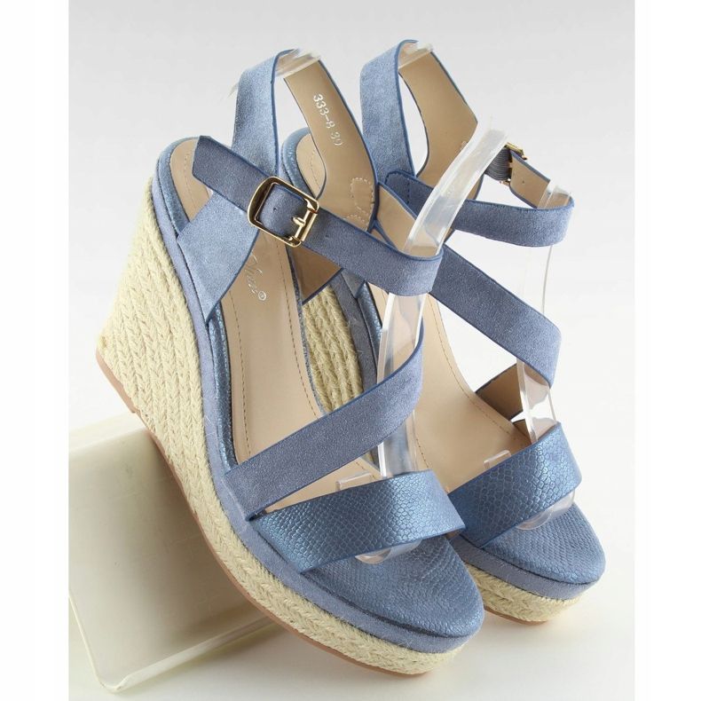 Blue Espadrilles on wedges, blue 333-8 Blue 2