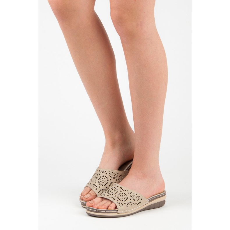 Hasby Women's openwork slippers brown 2