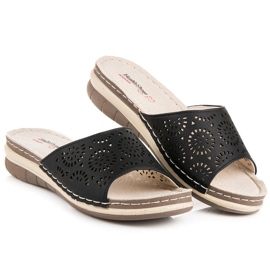 Hasby Women's openwork slippers black 2