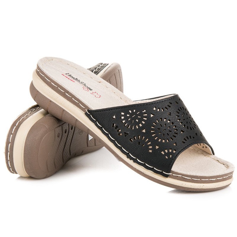 Hasby Women's openwork slippers black 1