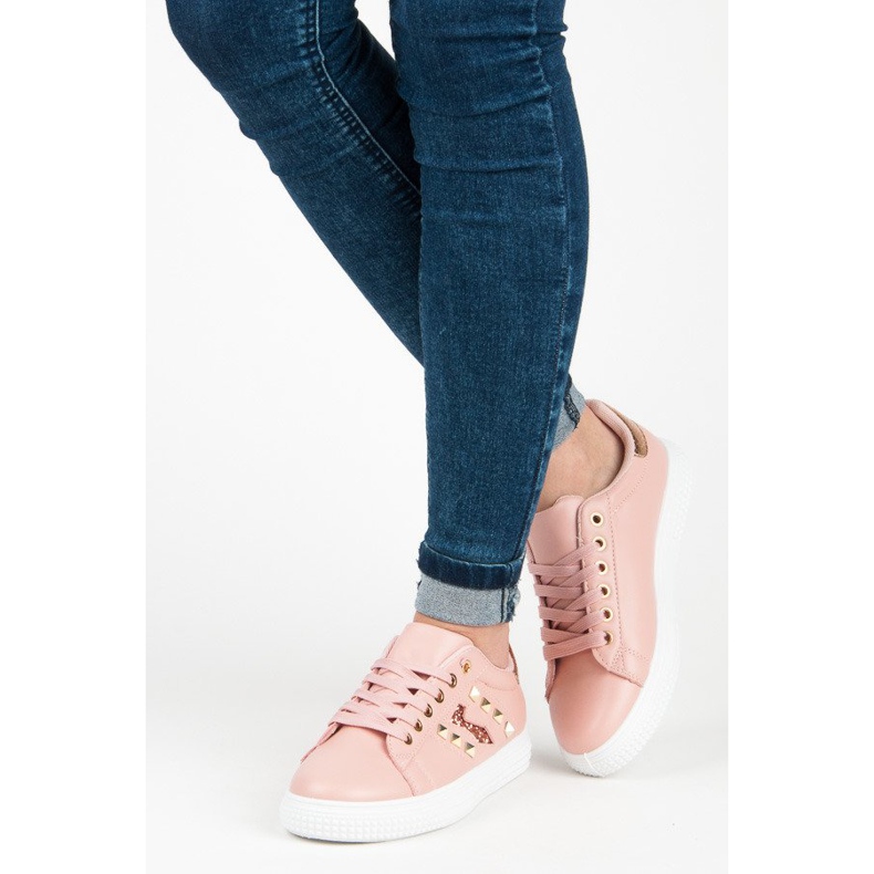 Fashionable sneakers with a binding pink 1