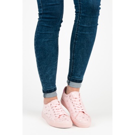 Suede sneakers with stars pink 1