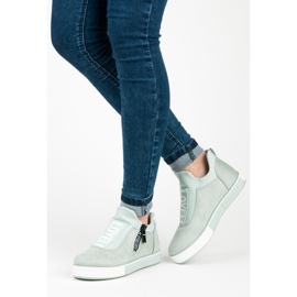Ideal Shoes Green suede sneakers 2