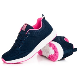 Ax Boxing Navy blue textile shoes pink 2