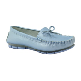 Leather loafers with a bow Filippo 004 blue 1
