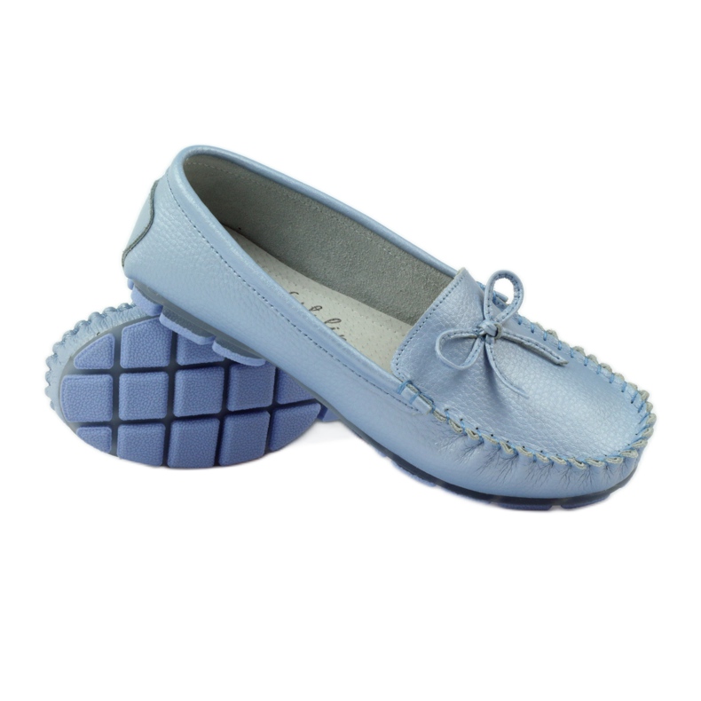 Leather loafers with a bow Filippo 004 blue 3
