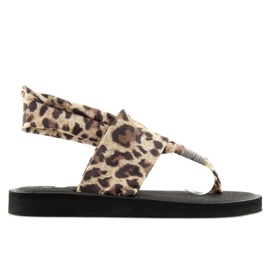 Sandals, cotton leopard DD82P Leopard brown 2
