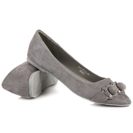Ideal Shoes Stylish gray ballerinas grey 2