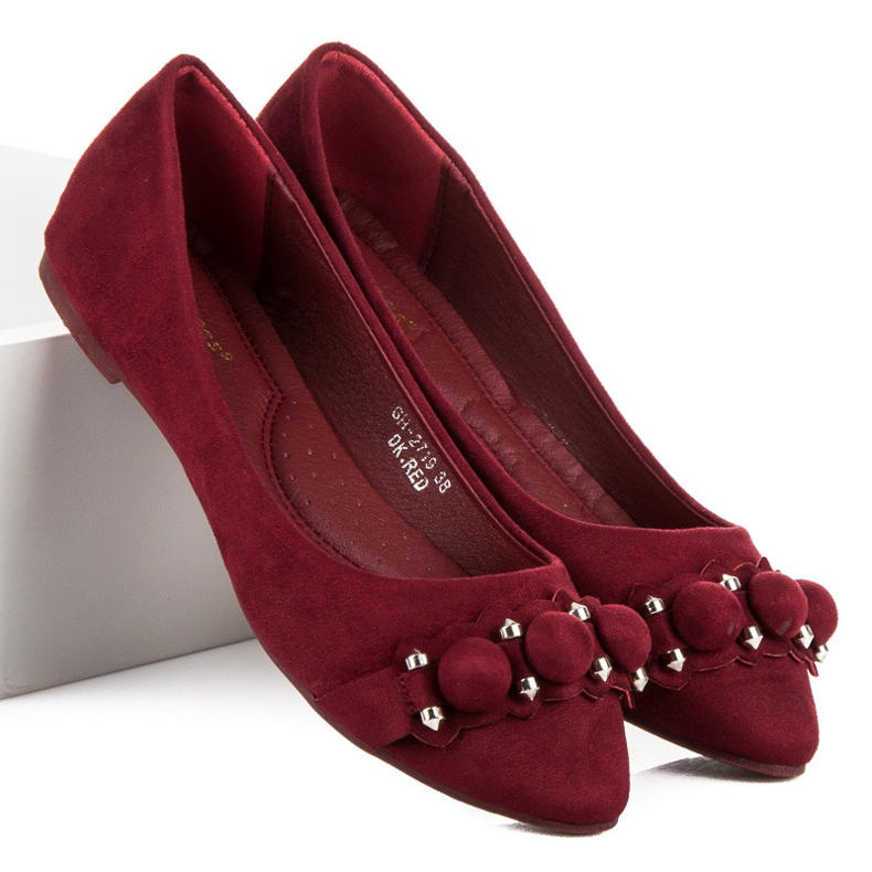 Ideal Shoes Stylish maroon ballerinas red 2