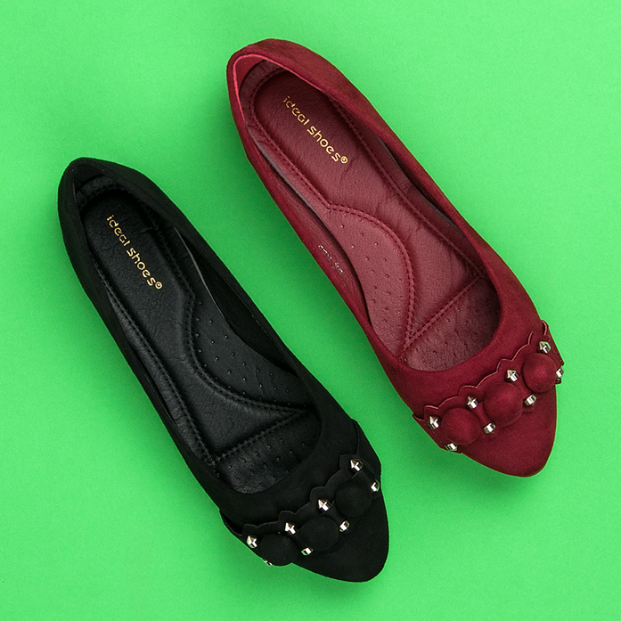 Ideal Shoes Stylish maroon ballerinas red 1