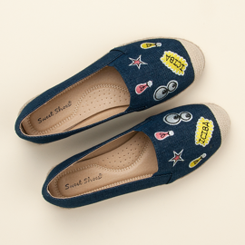 Sweet Shoes Denim espadrilles with patches navy blue 1