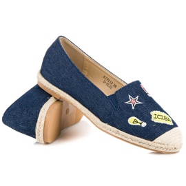 Sweet Shoes Denim espadrilles with patches navy blue 2