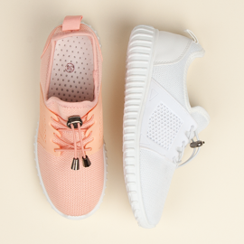 Salmon sneakers with a welt pink 1