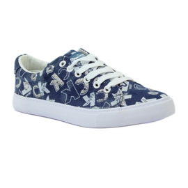 American Club American glitter denim sneakers navy blue 1