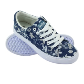 American Club American glitter denim sneakers navy blue 3
