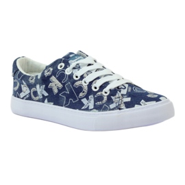 Women's denim sneakers with glitter American clublh18 navy blue 1