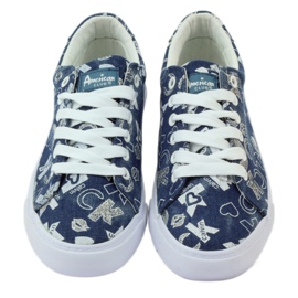 Women's denim sneakers with glitter American clublh18 navy blue 4