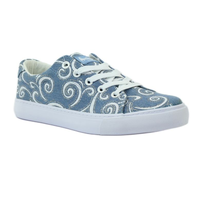 American Club LH denim sneakers with glitter blue grey 1