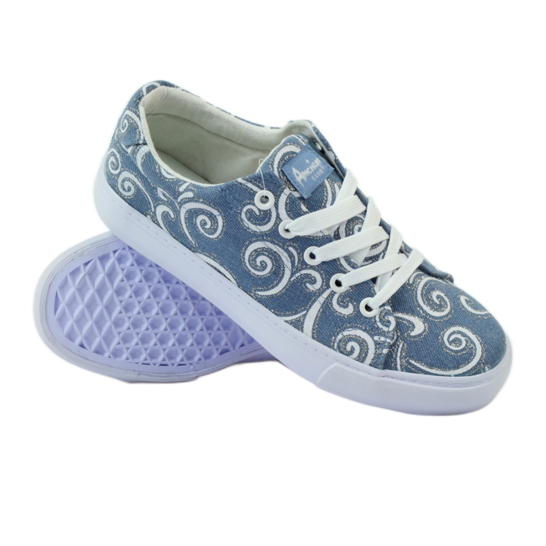 American Club LH denim sneakers with glitter blue grey 2