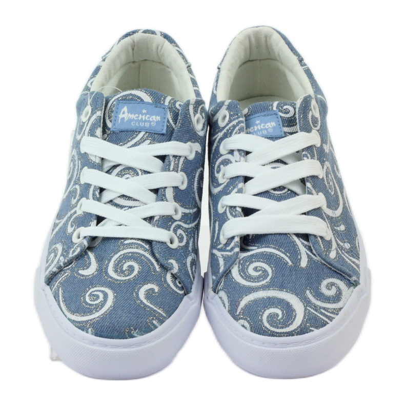 American Club LH denim sneakers with glitter blue grey 3