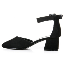 Low-heeled suede sandals black 1