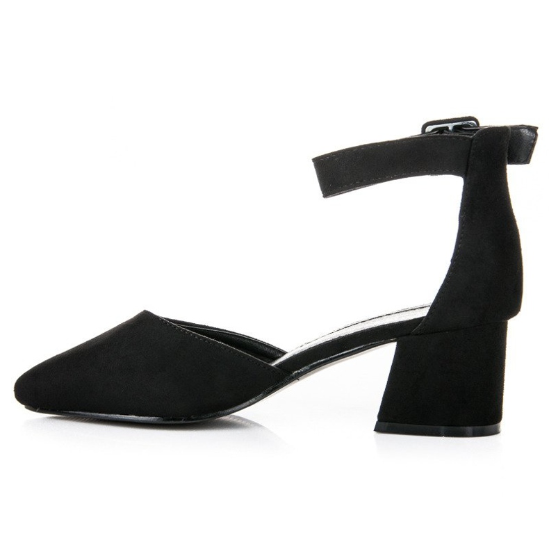 Low-heeled suede sandals black 1