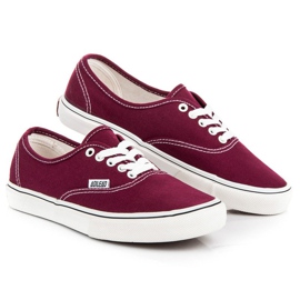 Burgundy tied sneakers red 1