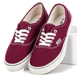 Burgundy tied sneakers red 2