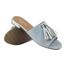 Slippers with fringes Badura 5133 gray grey 3