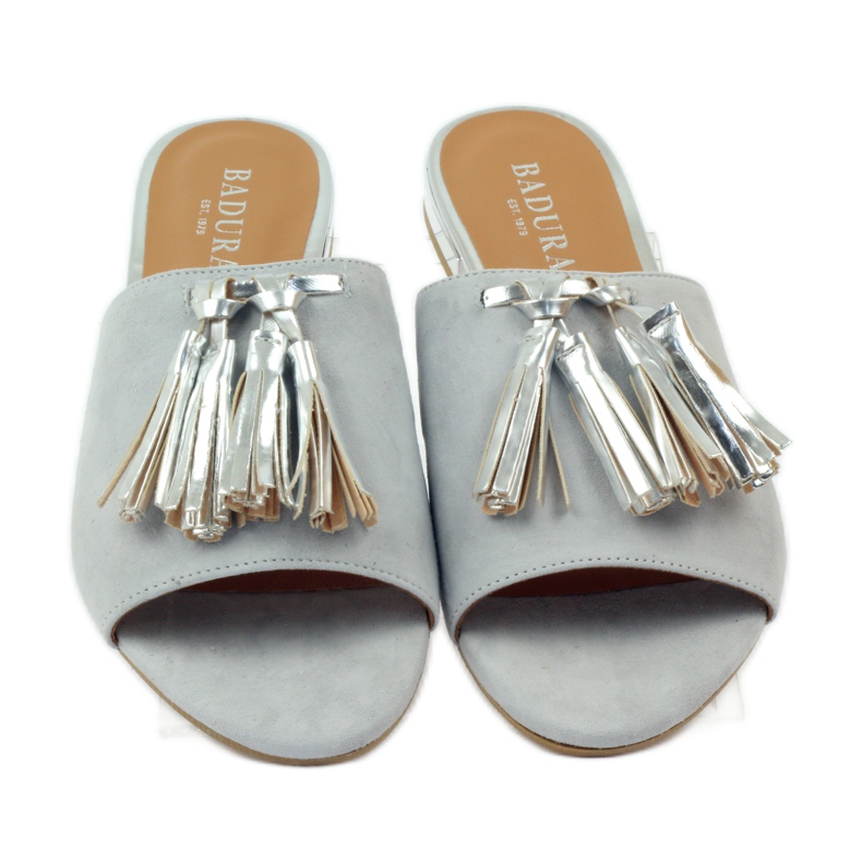 Slippers with fringes Badura 5133 gray grey 4