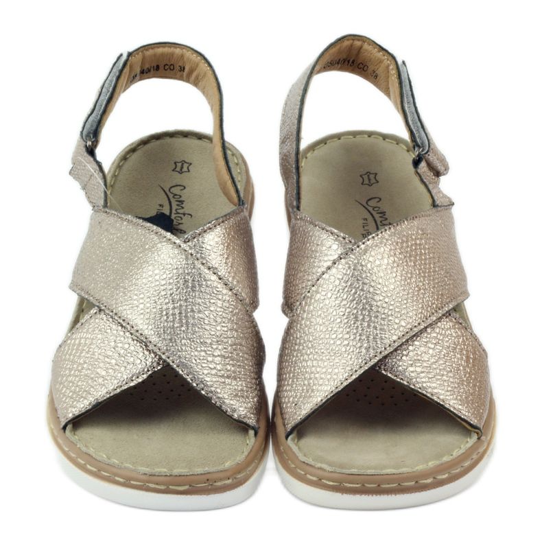 Filippo Comfortable golden velcro sandals 4