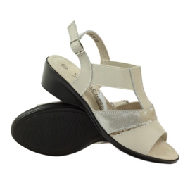 Filippo Comfortable leather wedge sandals beige silver 3 Filippo Comfortable leather wedge sandals beige silver 3