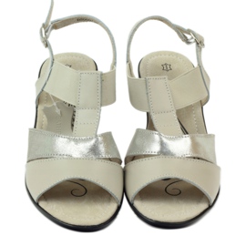 Filippo Comfortable leather wedge sandals beige silver 4 Filippo Comfortable leather wedge sandals beige silver 4