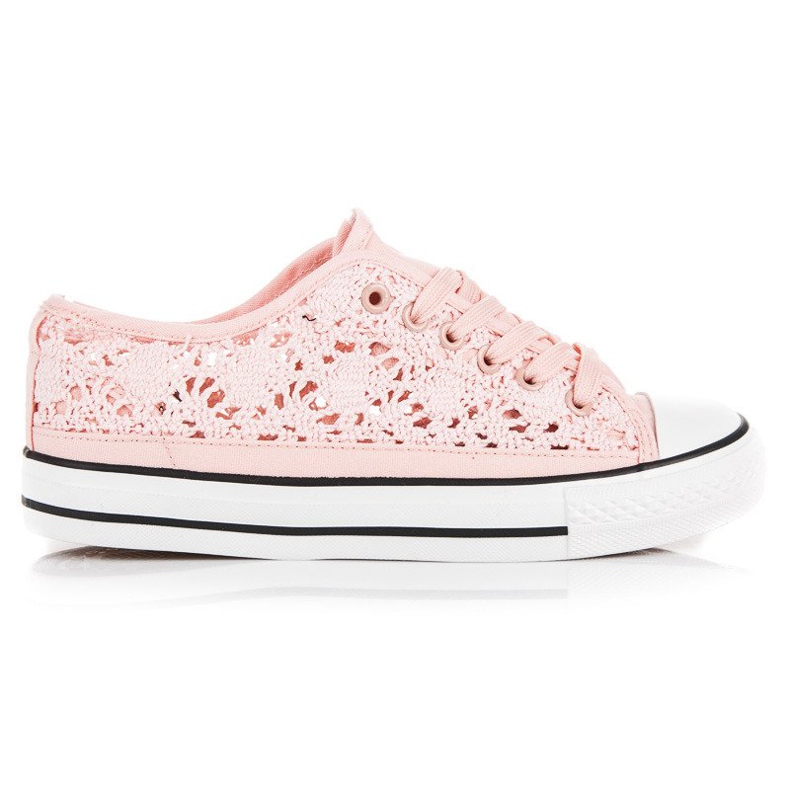 Pink lace sneakers 2