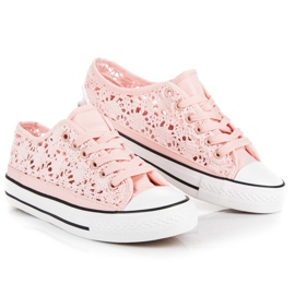 Pink lace sneakers 1