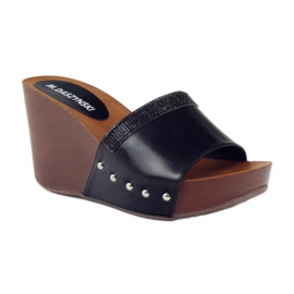 M.Daszyński Daszyński wedge slippers with cubic zirconia black 1