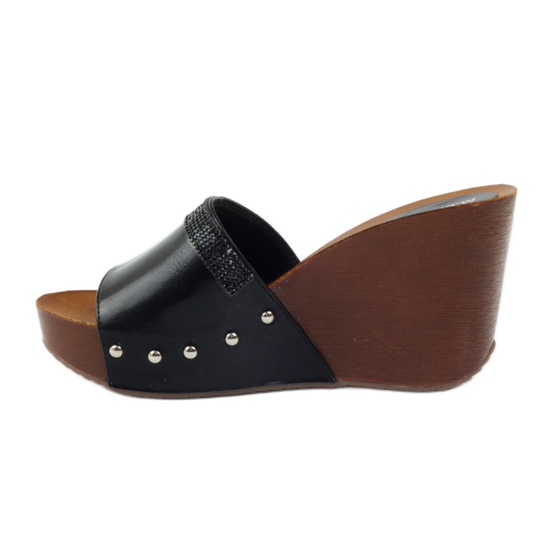 M.Daszyński Daszyński wedge slippers with cubic zirconia black 2