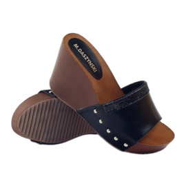 M.Daszyński Daszyński wedge slippers with cubic zirconia black 3