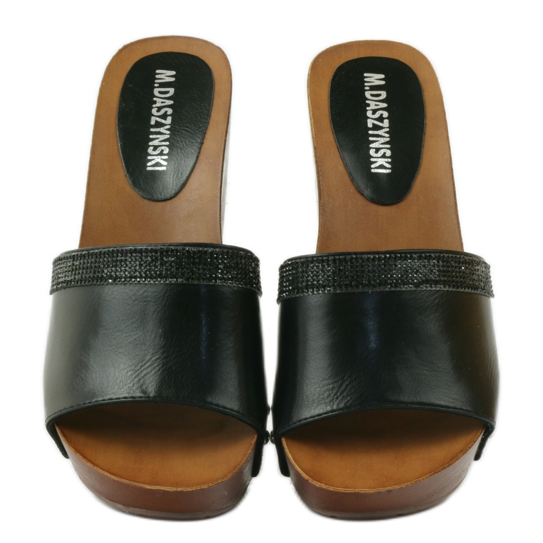 M.Daszyński Daszyński wedge slippers with cubic zirconia black 4