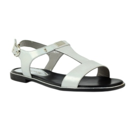M.Daszyński Daszyński flat heel sandals silver grey 1