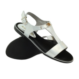 M.Daszyński Daszyński flat heel sandals silver grey 3