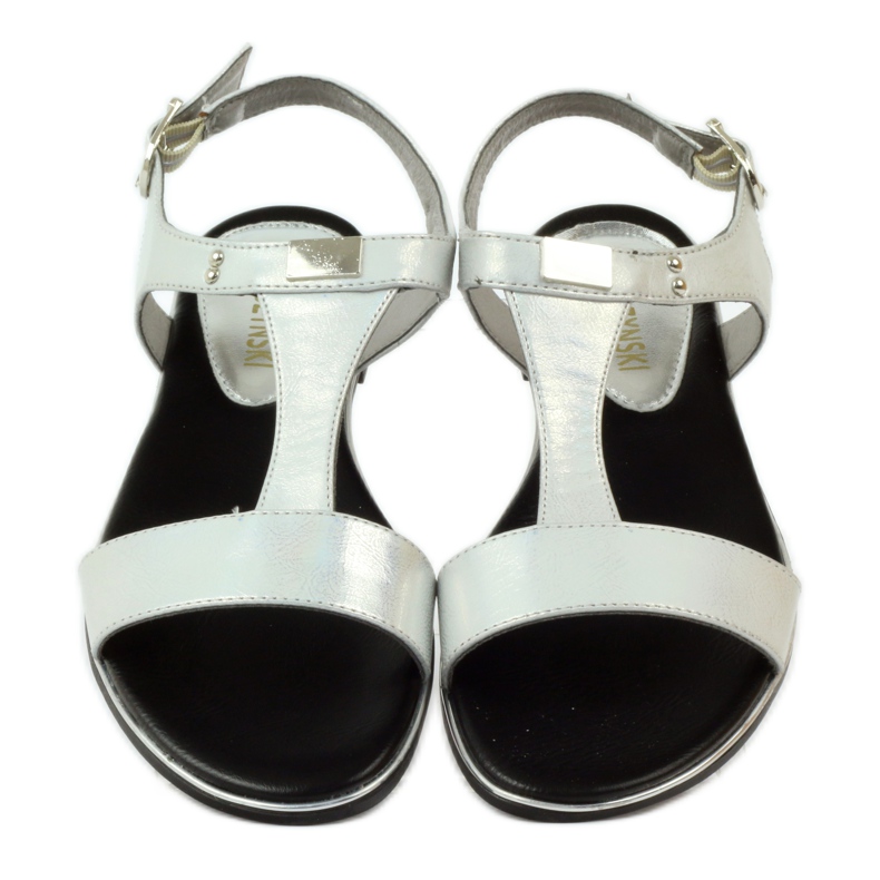 M.Daszyński Daszyński flat heel sandals silver grey 4