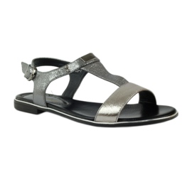 M.Daszyński Sandals flat heel Daszyński silver-black grey 1